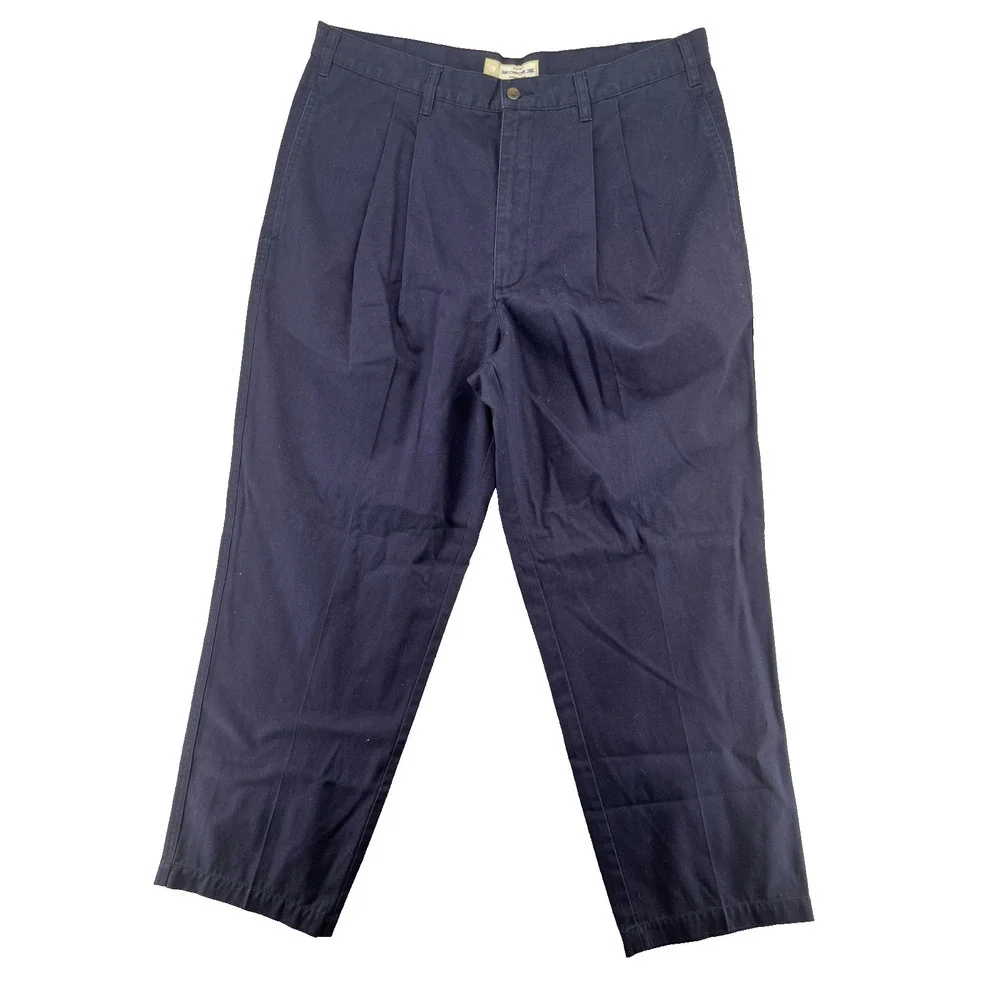 Vintage Cherokee Navy Pleated Chino Pants Men’s 38x30 Cotton Workwear Dadcore
